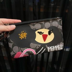 Black and Grey Coach Poppy Wristlet: Pepper